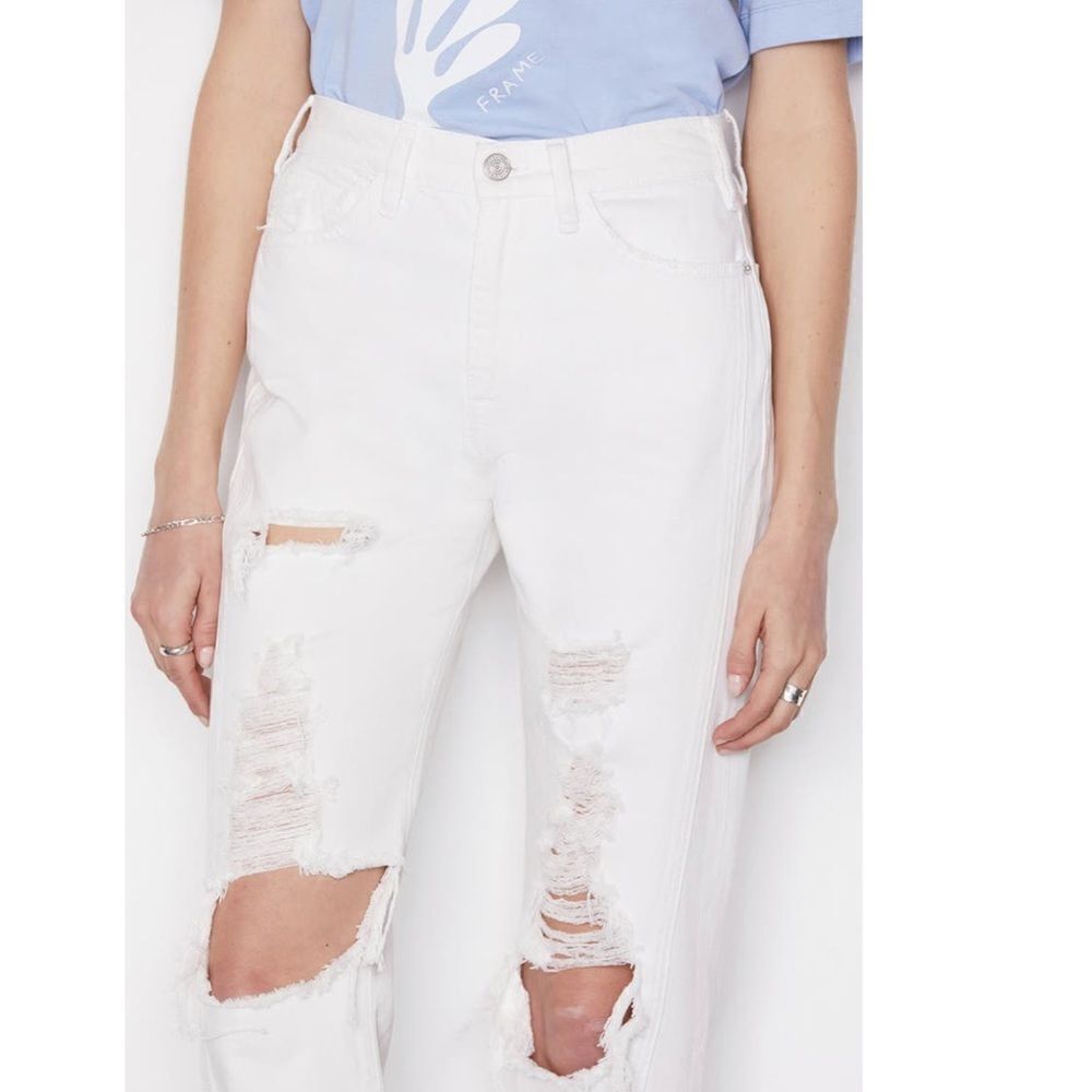 NWT FRAME‎ Le Jane Ripped Crop Flare Leg Jeans (Rumpled Blanc Destruct) - Picture 6 of 7